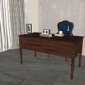 American desk and chair combination 3d model