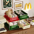 Multilayer Colorful Storage Shelves For Kitchen With Coffee Cups And Jars