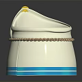 Stylish White Storage Container With Yellow Top Braided Rope Trim And Blue Bottom Stripe