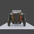 Vintage Red Car Model Displayed On White Platform With Gray Background 3d model