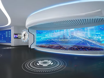 Modern Exhibition Hall Design With Hi tech LED Screens Interactive Installations And Lighting Effects 3d model