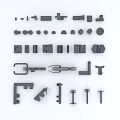 Assorted Black Small Mechanical Parts And Metal Components Collection 3d model