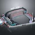Detailed Modern Stadium Architectural Design With Seating Area And Surrounding Facilities