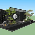 Modern stacked water view wall entrance view wall courtyard view wall 3d model