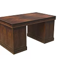 Dark Brown Wooden Office Desk With Classic Design And Solid Wood Cabinets
