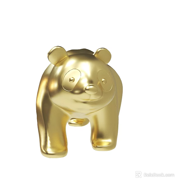 Golden Panda Decorative Figurine Shiny Surface Modern Design Home Decor 3d model 