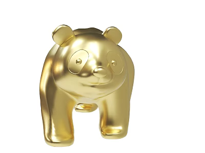 Golden Panda Decorative Figurine Shiny Surface Modern Design Home Decor 3d model