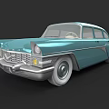 Light Blue Classic Vintage Car With Retro Sedan Design And White Wheels