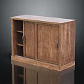 Wooden Entryway Console Cabinet with Storage Doors and Open Shelves Natural Brown Finish Modern Design