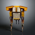 Yellow Armored Mechanical Walker Character With Four Legged Sci Fi Design 3d model