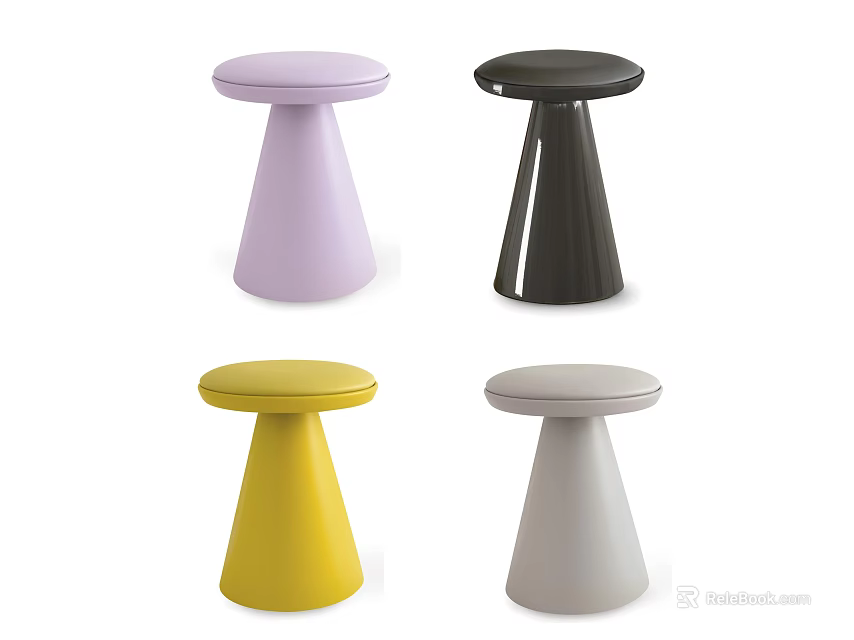 Stylish Side Tables with Round Top and Conical Base in Four Colors 3d model