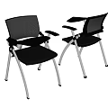 Modern Office Chair With Mesh Back Ergonomic Design Writing Table And Metal Frame Armrests