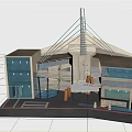 Modern Architectural Design Featuring Unique Roof Structure And Glass Curtain Walls