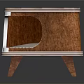 Modern Wooden Side Table With White Trim Cutout Detail And Wooden Legs