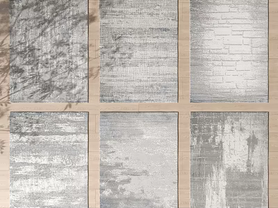 Square Gray Silver White Textured Area Rugs With Modern Abstract Shadow Effects For Home Decor 3d model