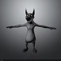 Cartoon Dog Character With Gray Fur Large Ears Green Eyes Open Arms Pose