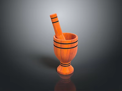 Pounding garlic mortar wood garlic mortar container pestle and mortar pestle stone mortar hammer 3d model