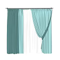 Light Blue Fabric Curtains Hanging And Tied Design For Window Decoration