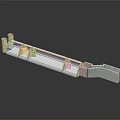 Modern Elevator Aisle Design With White Structure Staircase Handrails And Wall Panels 3d model
