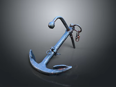 Blue Metal Vintage Anchor Decorative Living Accessory With Rustic Home Design 3d model