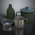 Everyday Living Essentials Including Green Water Bottle Metal Mug Ashtray And Container