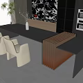 Dining table and chair 3d model
