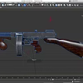 Vintage Submachine Gun With Wooden Stock Metal Body And Drum Magazine