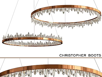 Christopher Boots Contemporary Crystal Chandelier With Circular Copper Frame And Hanging Crystals 3d model
