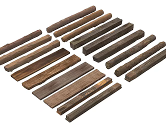 Old wooden pillars, old wooden boards, wooden beams 3d model