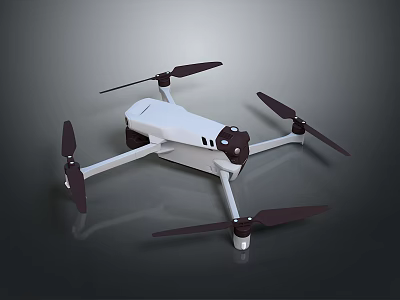 High Tech Aerospace Drone With White Body And Dark Propellers For Space Missions 3d model