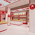 Snack Retail Store Interior With Red White Decor And Squirrel Character Display Counters 3d model