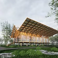 Modern Wooden Boutique Guesthouse With Sloped Roof And Large Glass Windows In Natural Surroundings