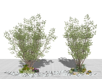 modern tree landscape tree green plants flowers and plants 3d model