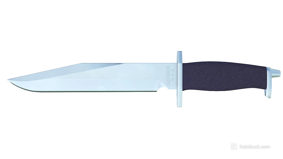 Tactical Military Weapon With Sharp Steel Blade And Black Handle 3d model 