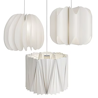 Elegant White Pleated Chandelier Designs Featuring Modern Folded Shapes For Home Decor 3d model