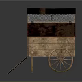 Wooden Roofed Cart With Wheels And Ramp For Small Shelter Structure