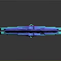 3D Rendered Sword With Purple Green Geometric Structure And Green Gemstone Base
