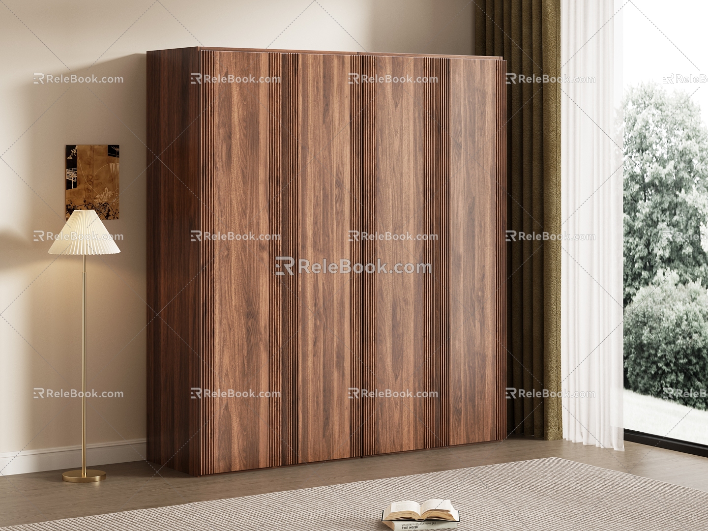 Antique four-door wardrobe 3d model