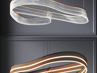 Contemporary Curved Chandelier With Spiral Metallic Structure And LED Lighting For Modern Interior 3d model