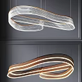 Contemporary Curved Chandelier With Spiral Metallic Structure And LED Lighting For Modern Interior