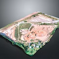 Construction Site Aerial View With Excavation Area Road Layout And Buildings