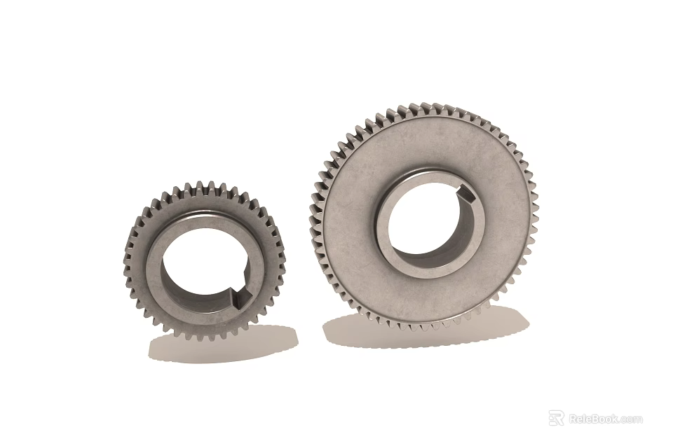 Metal Mechanical Gears In Large And Small Sizes With Tooth Design And Central Holes 3d model 