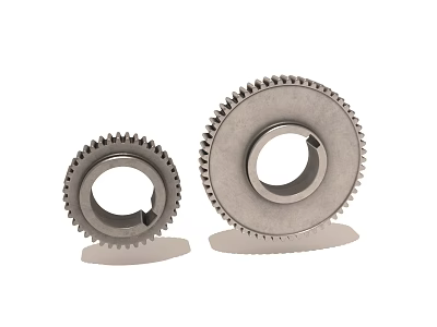 Metal Mechanical Gears In Large And Small Sizes With Tooth Design And Central Holes 3d model