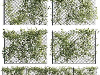 Lush Green Vines Climbing And Covering Chain Link Fence For Garden Decoration 3d model