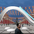 Ancient Architecture Complex With Traditional Roofs And Night Illumination In Urban Landscape