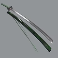 Traditional Japanese Katana Weapon With Green Handle Scabbard And Metal Blade Design