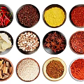 Spice Bottles Containing Various Kitchen Spices And Seasonings For Cooking