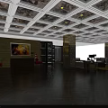 Elegant Luxurious Hotel Lobby Interior With Leather Sofas Patterned Carpet And Wooden Bookshelves