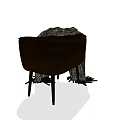 Modern Dark Brown Velvet Ottoman With Leopard Print Blanket And Black Legs