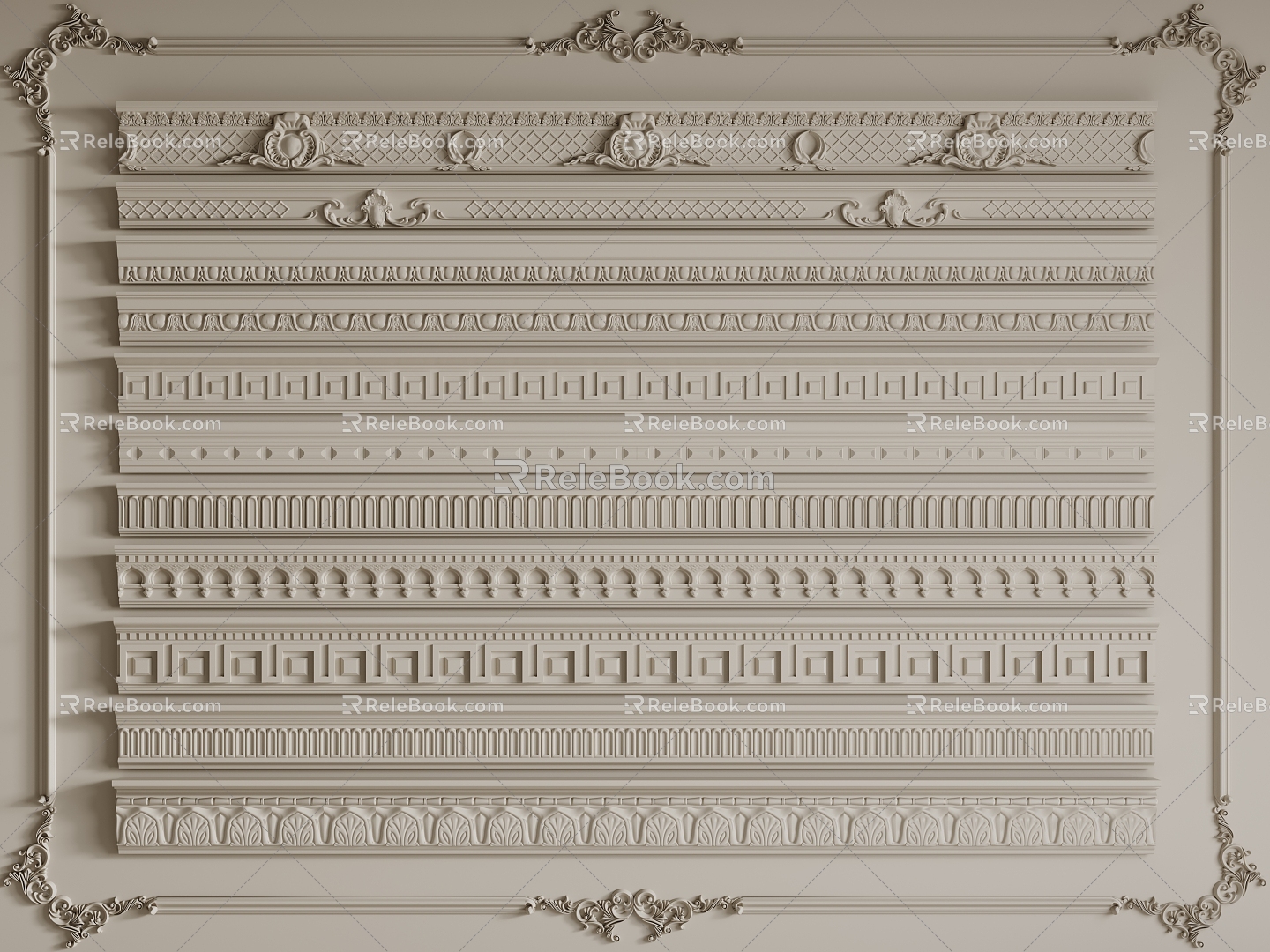 French Line Gypsum Line Gypsum Top Line Ceiling Corner Gypsum Line Combination 3d model